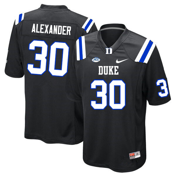 Men #30 Jalen Alexander Duke Blue Devils College Football Jerseys Sale-Black